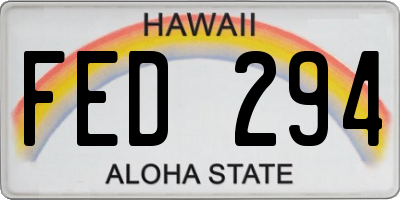 HI license plate FED294