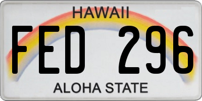 HI license plate FED296