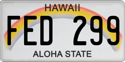 HI license plate FED299