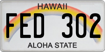 HI license plate FED302
