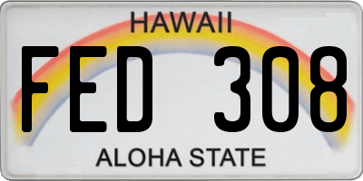 HI license plate FED308