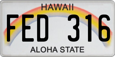 HI license plate FED316