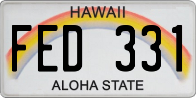HI license plate FED331
