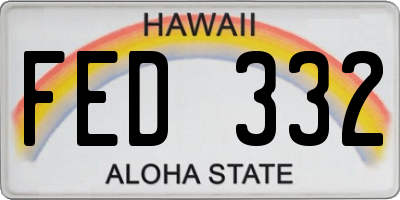 HI license plate FED332