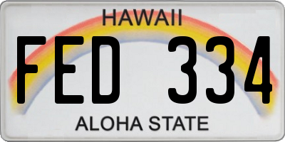 HI license plate FED334