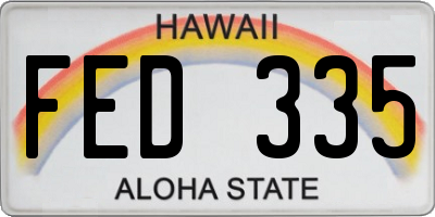 HI license plate FED335