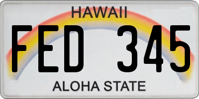 HI license plate FED345
