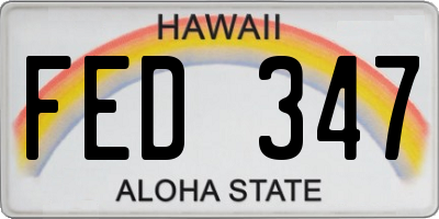 HI license plate FED347