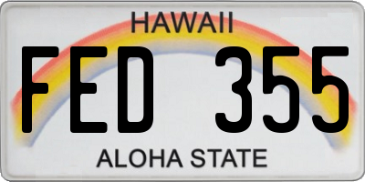 HI license plate FED355