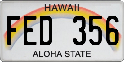 HI license plate FED356