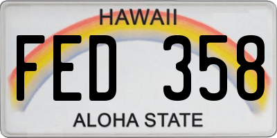 HI license plate FED358