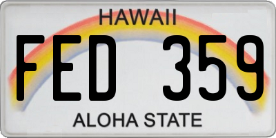 HI license plate FED359