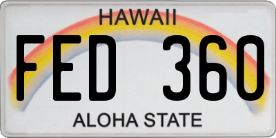 HI license plate FED360