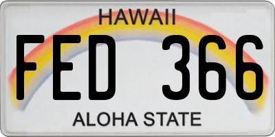 HI license plate FED366