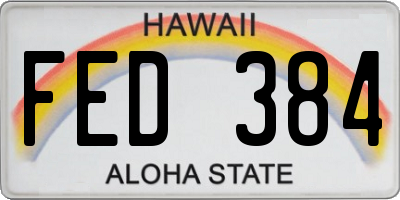 HI license plate FED384