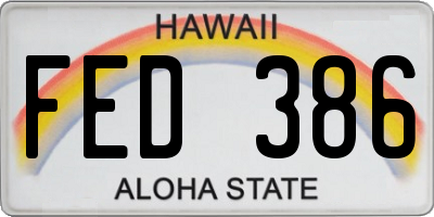 HI license plate FED386