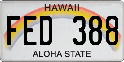 HI license plate FED388