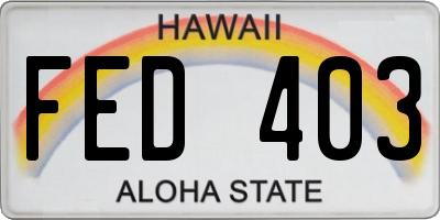 HI license plate FED403