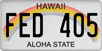 HI license plate FED405