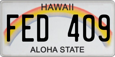 HI license plate FED409