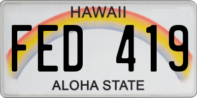 HI license plate FED419