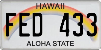 HI license plate FED433