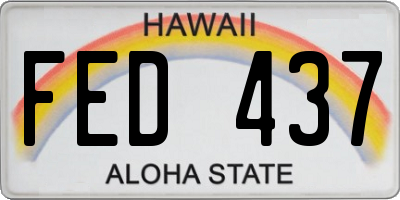HI license plate FED437