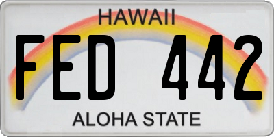 HI license plate FED442