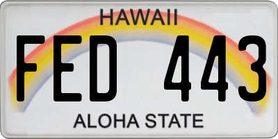 HI license plate FED443