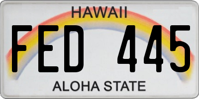 HI license plate FED445