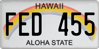 HI license plate FED455