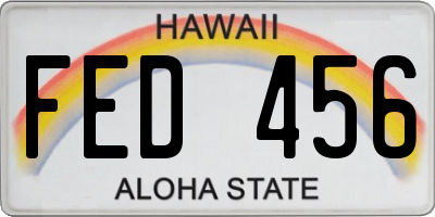 HI license plate FED456