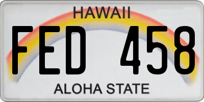 HI license plate FED458