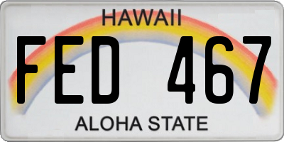 HI license plate FED467