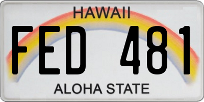 HI license plate FED481