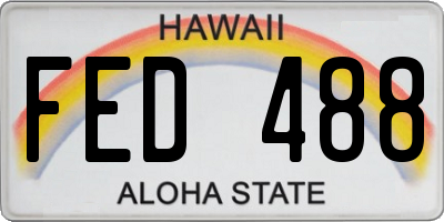 HI license plate FED488
