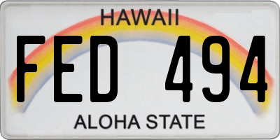 HI license plate FED494