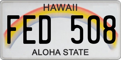 HI license plate FED508