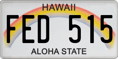 HI license plate FED515