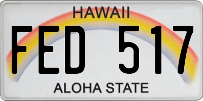HI license plate FED517