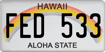 HI license plate FED533