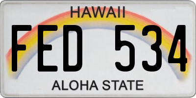HI license plate FED534
