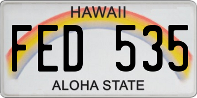 HI license plate FED535