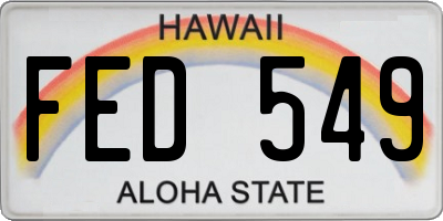 HI license plate FED549