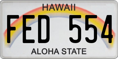 HI license plate FED554