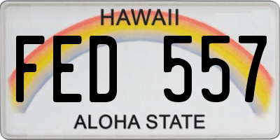 HI license plate FED557