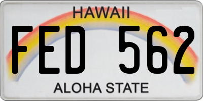 HI license plate FED562