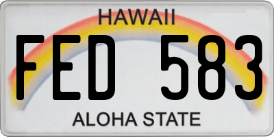 HI license plate FED583