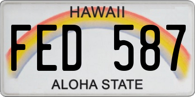 HI license plate FED587