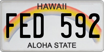 HI license plate FED592
